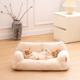 Vintage Leisure Diamond Dog & Cat Sofa Bed, White / M