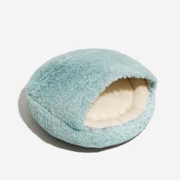 Calming Plush Semi-Enclosed Pet Nest Bed, Green / S